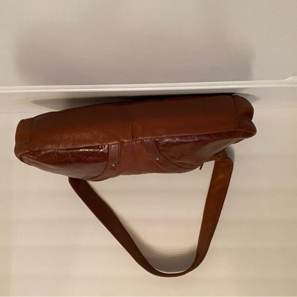 OSGOODE MARLEY BAG SHOULDER BROWN LEATHER SOFT TEXTURED SMOOTH ZIP TOP - Picture 6 of 13